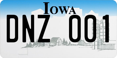 IA license plate DNZ001