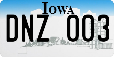 IA license plate DNZ003
