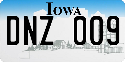 IA license plate DNZ009