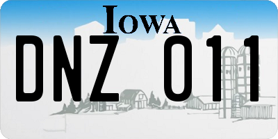 IA license plate DNZ011
