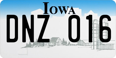 IA license plate DNZ016