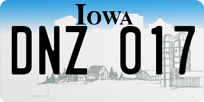 IA license plate DNZ017