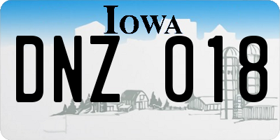 IA license plate DNZ018