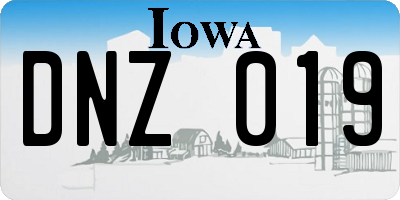IA license plate DNZ019