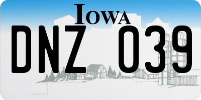 IA license plate DNZ039