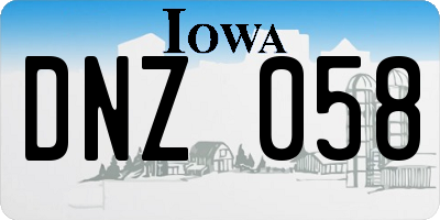 IA license plate DNZ058