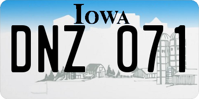 IA license plate DNZ071