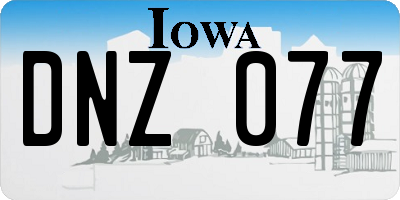 IA license plate DNZ077