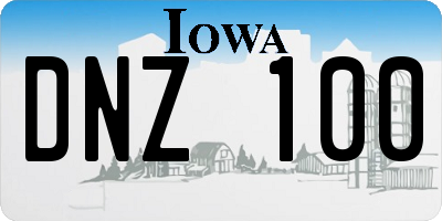 IA license plate DNZ100