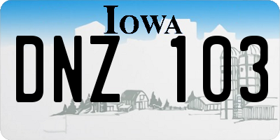 IA license plate DNZ103