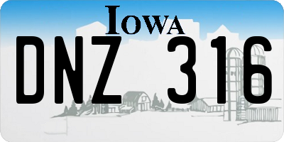 IA license plate DNZ316