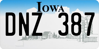IA license plate DNZ387