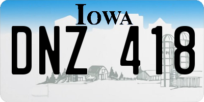 IA license plate DNZ418