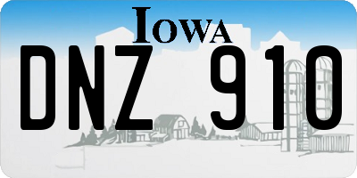 IA license plate DNZ910