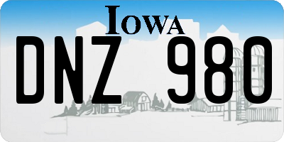 IA license plate DNZ980