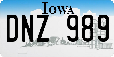IA license plate DNZ989