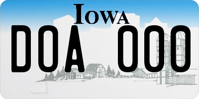 IA license plate DOA000