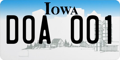 IA license plate DOA001