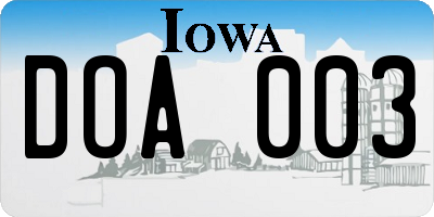 IA license plate DOA003