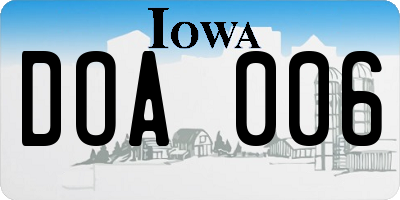 IA license plate DOA006