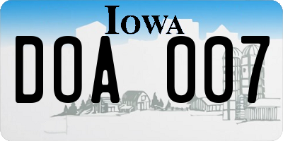 IA license plate DOA007