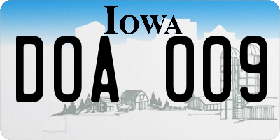 IA license plate DOA009