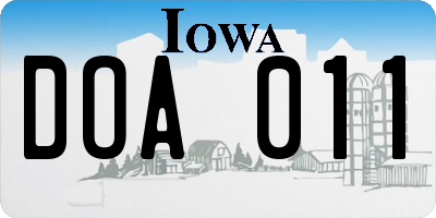 IA license plate DOA011
