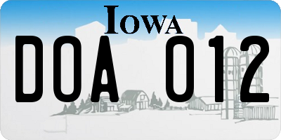 IA license plate DOA012