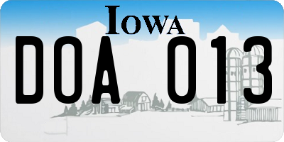 IA license plate DOA013