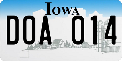 IA license plate DOA014