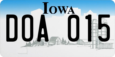 IA license plate DOA015