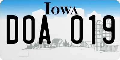 IA license plate DOA019