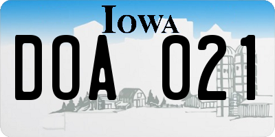 IA license plate DOA021