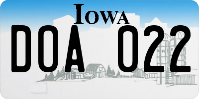 IA license plate DOA022