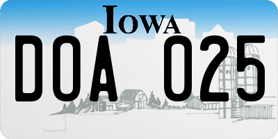 IA license plate DOA025