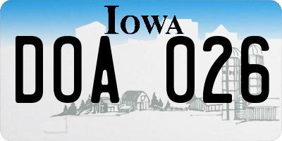 IA license plate DOA026