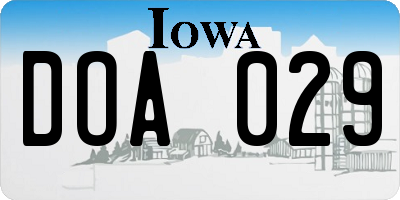 IA license plate DOA029