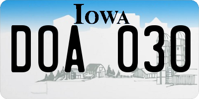 IA license plate DOA030
