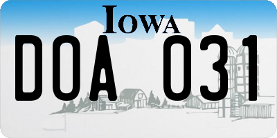 IA license plate DOA031