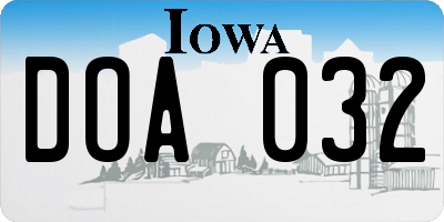 IA license plate DOA032