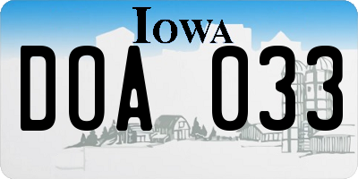 IA license plate DOA033