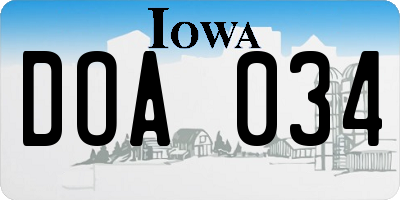 IA license plate DOA034