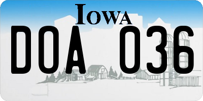 IA license plate DOA036