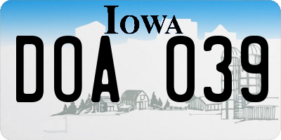 IA license plate DOA039