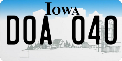 IA license plate DOA040