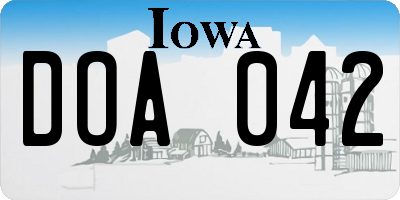 IA license plate DOA042