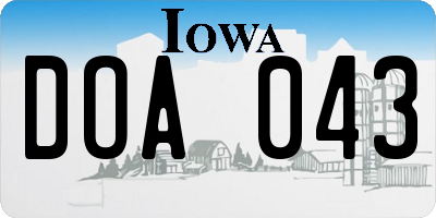 IA license plate DOA043