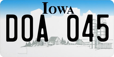 IA license plate DOA045