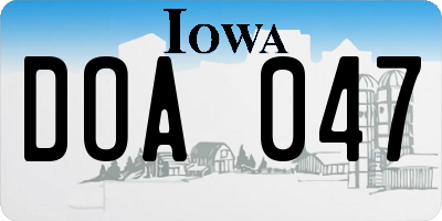 IA license plate DOA047