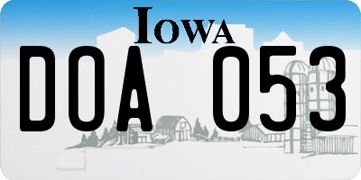 IA license plate DOA053